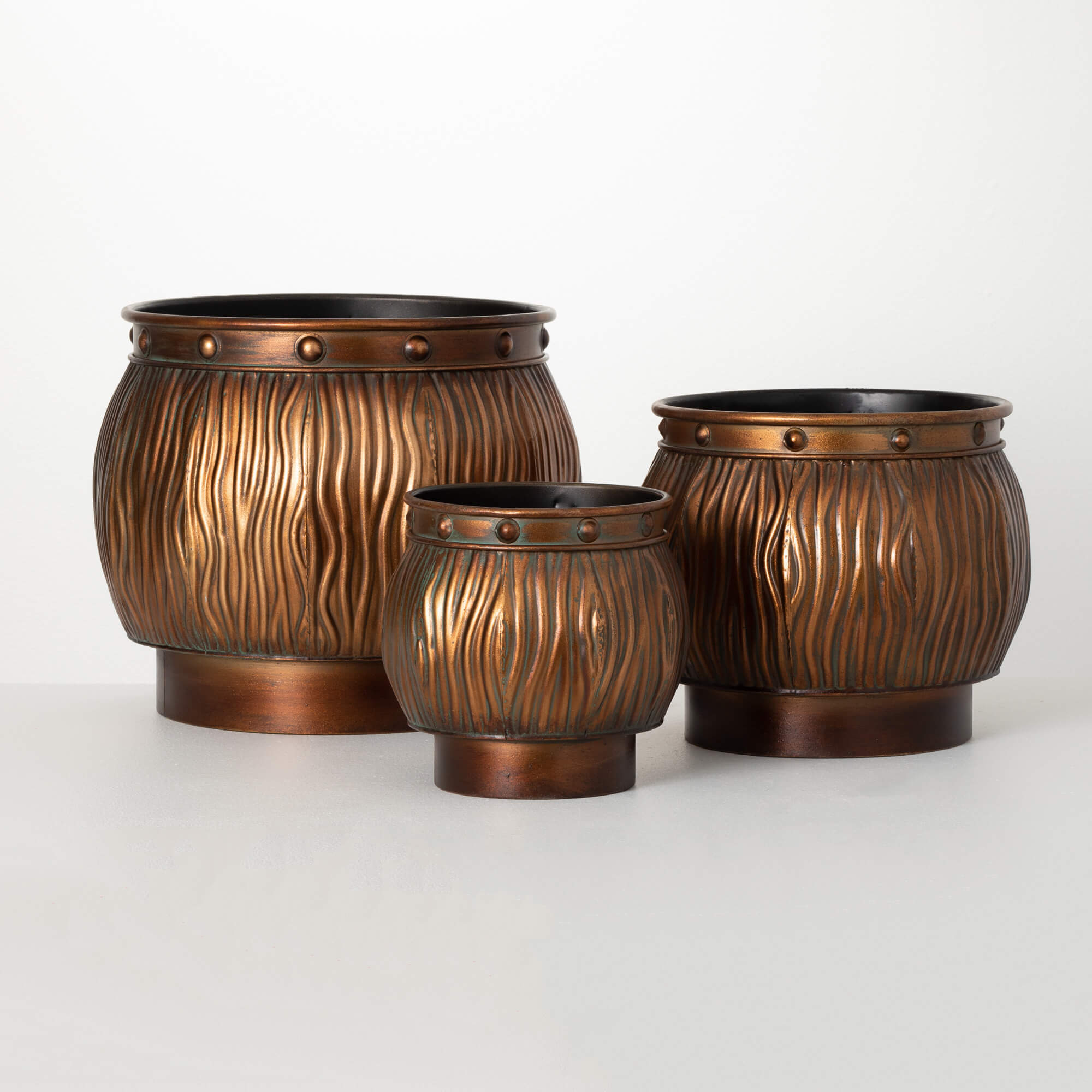 Lipped Copper Planter Set Of 3