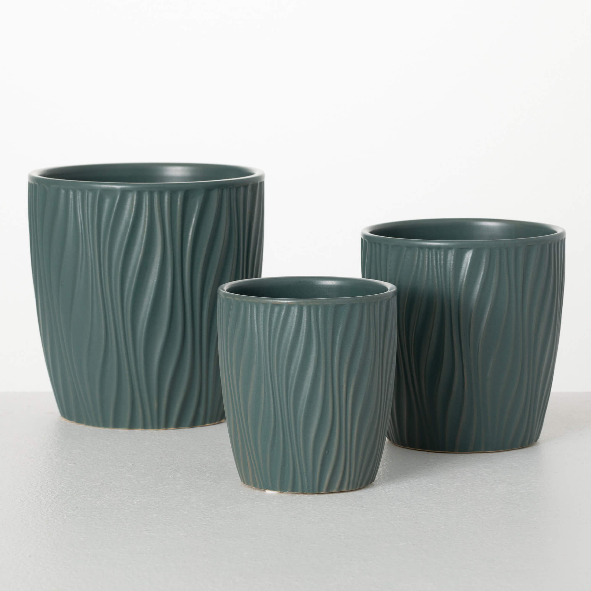 Matte Teal Patterned Planter