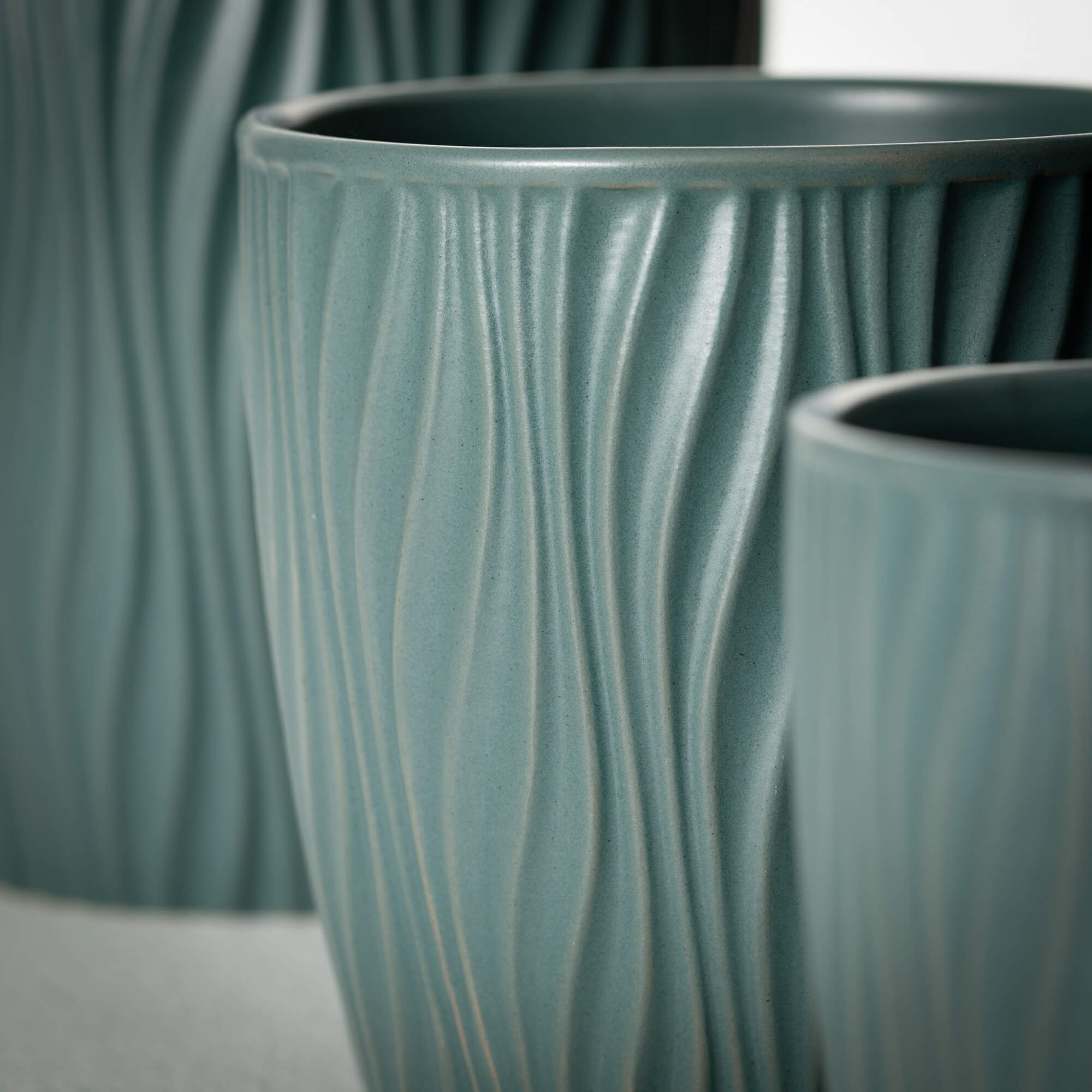 Matte Teal Patterned Planter