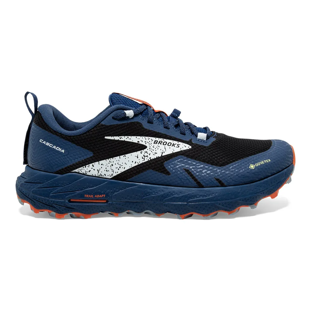 Men's Brooks Cascadia 17 GTX, Black/Blue/Firecracker, 11 D Medium