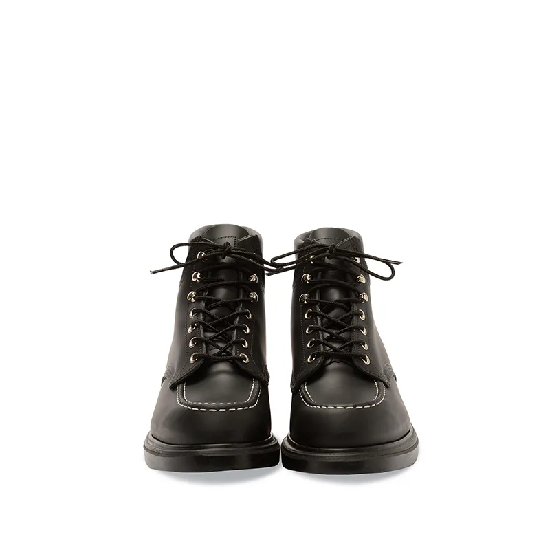 Men’s Leather Shoes for All Seasons, Black Mid-Top 