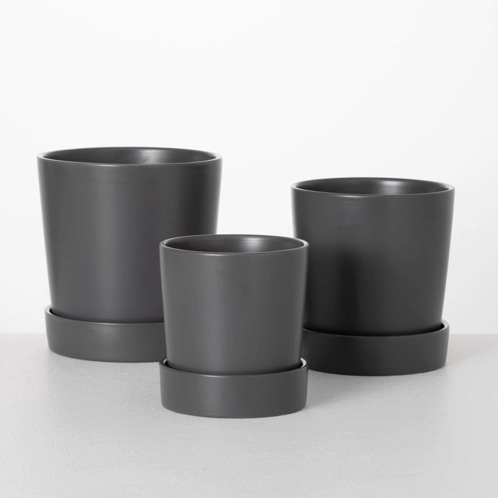 Modern Matte Gray Planter Set