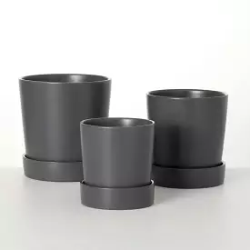 Modern Matte Gray Planter Set