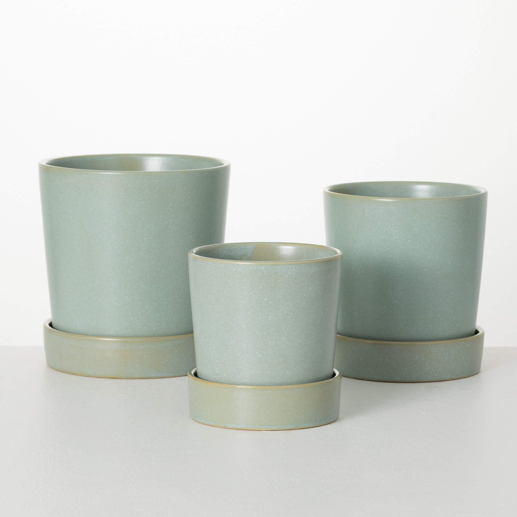 Modern Matte Mint Planter Set