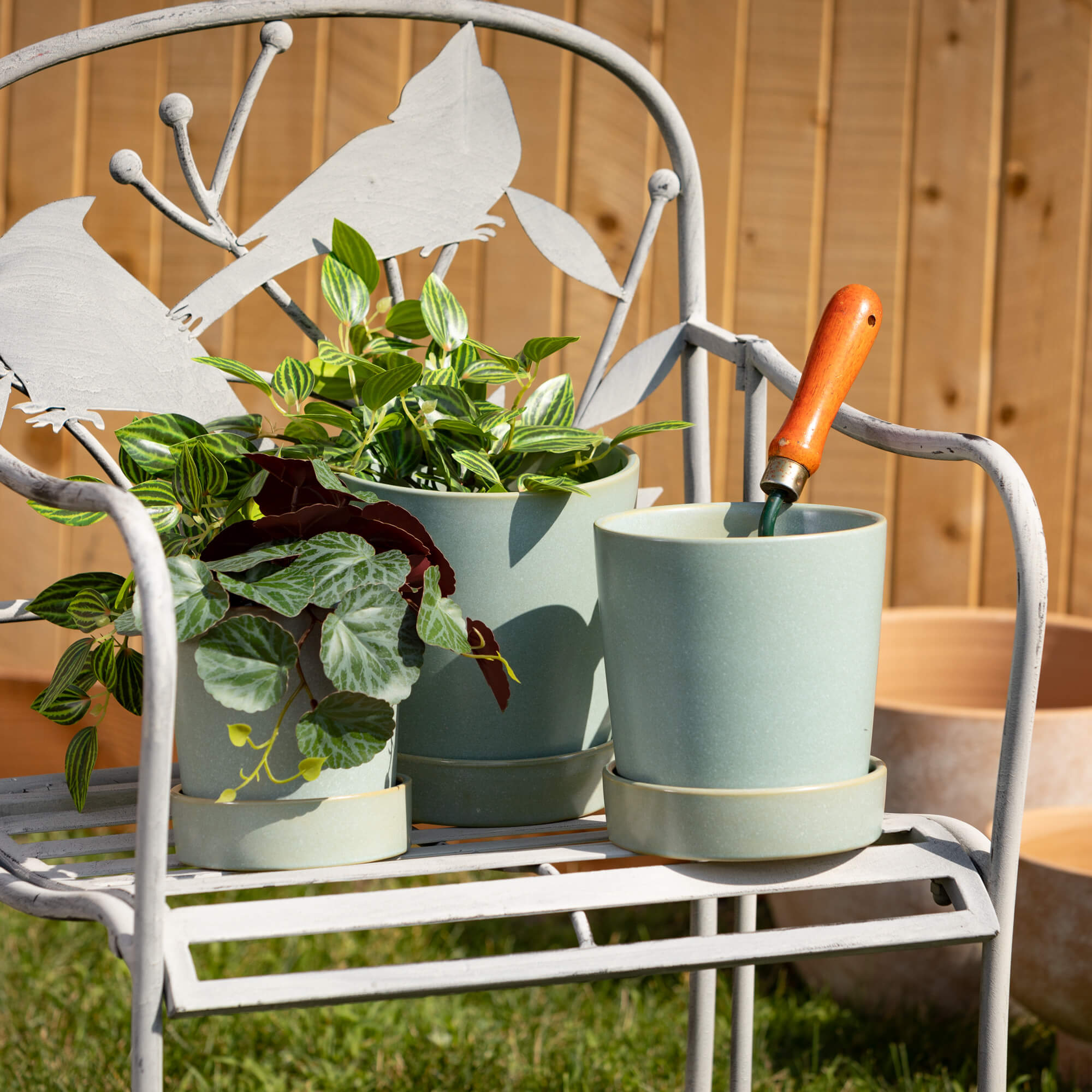 Modern Matte Mint Planter Set