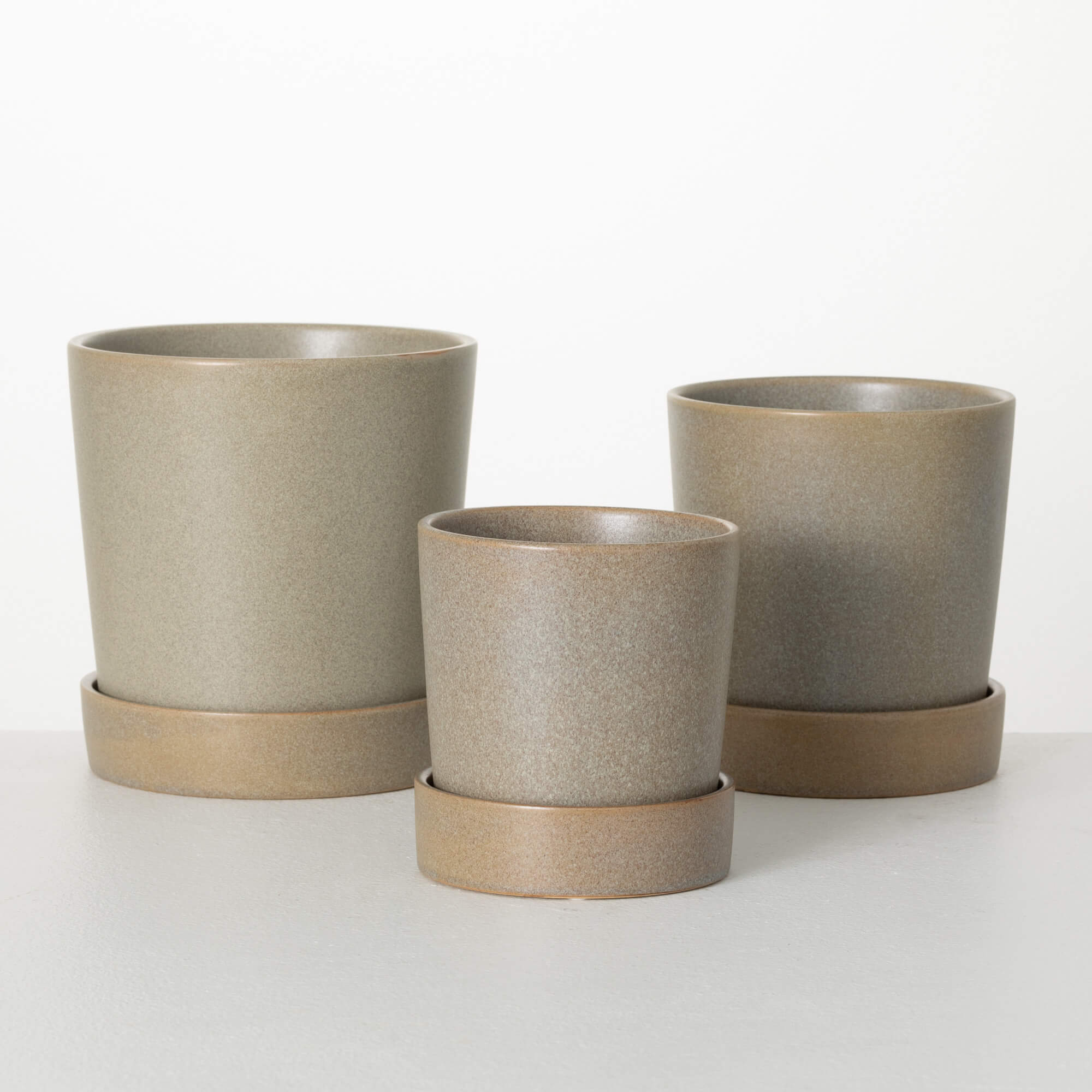 Modern Matte Tan Planter Set