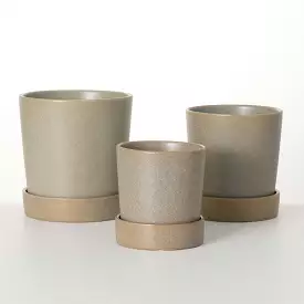 Modern Matte Tan Planter Set