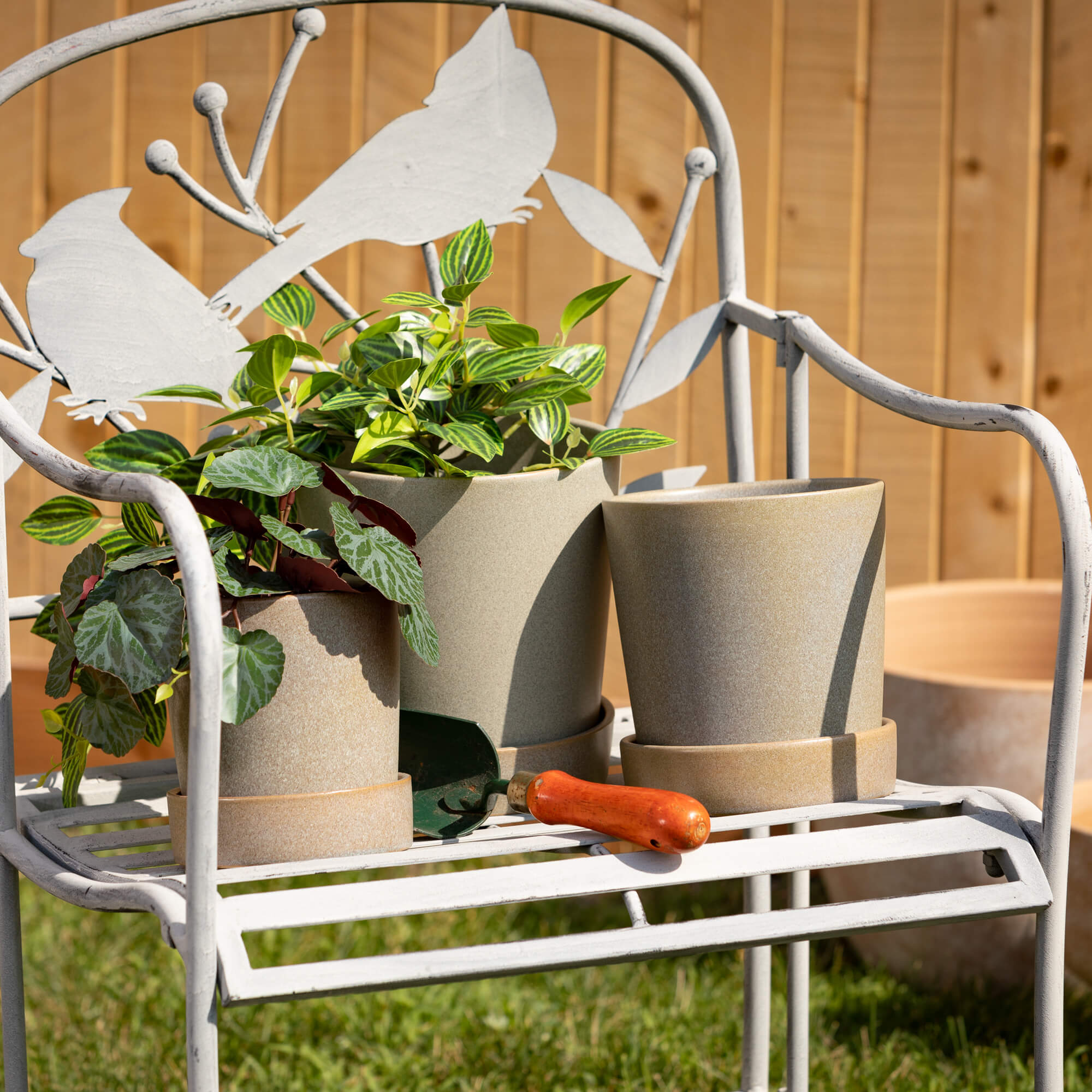 Modern Matte Tan Planter Set