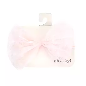 oh baby! Dotted Mesh Bow on Nylon Headband - Pale Pink