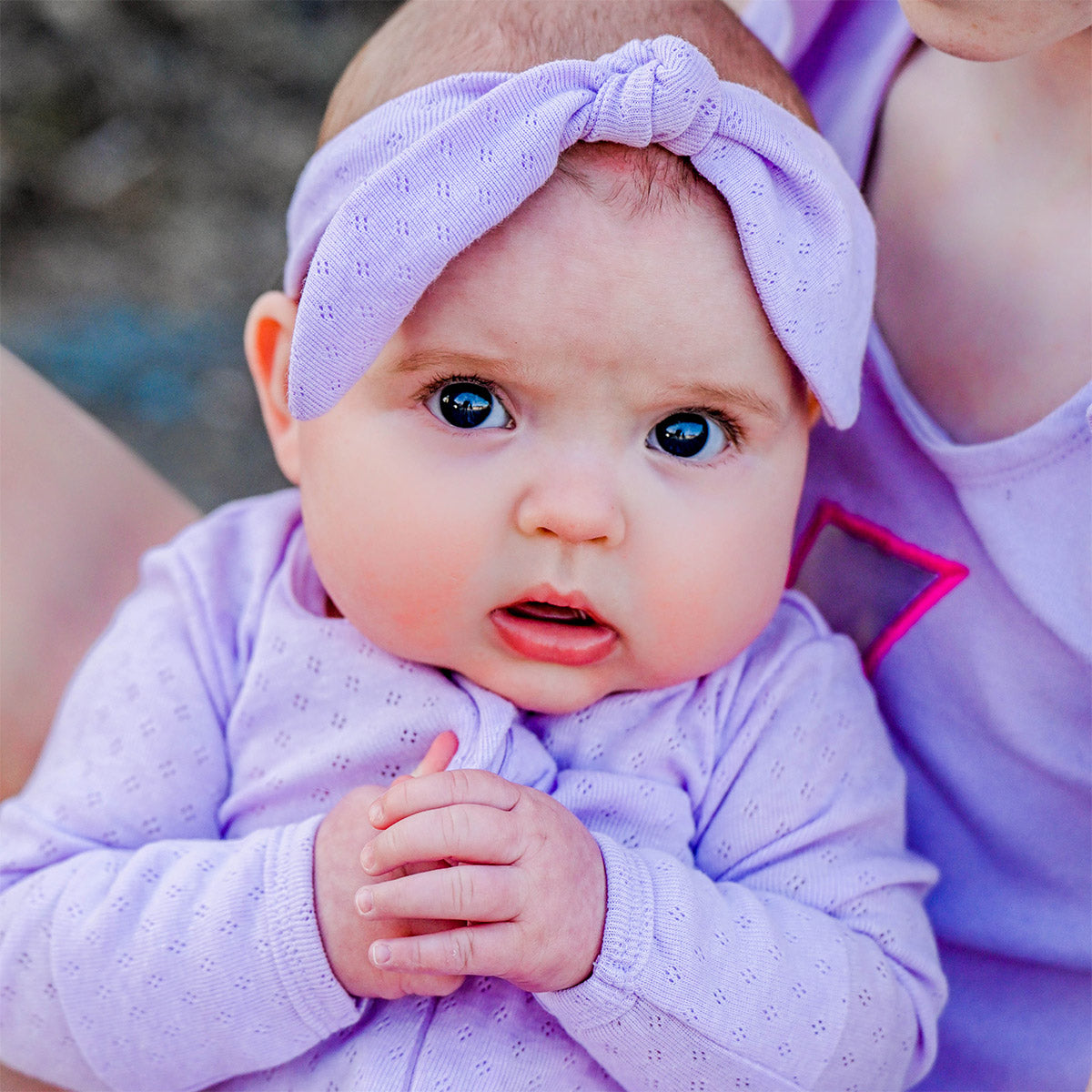 oh baby! Pointelle Tie Turban - Lilac Heather