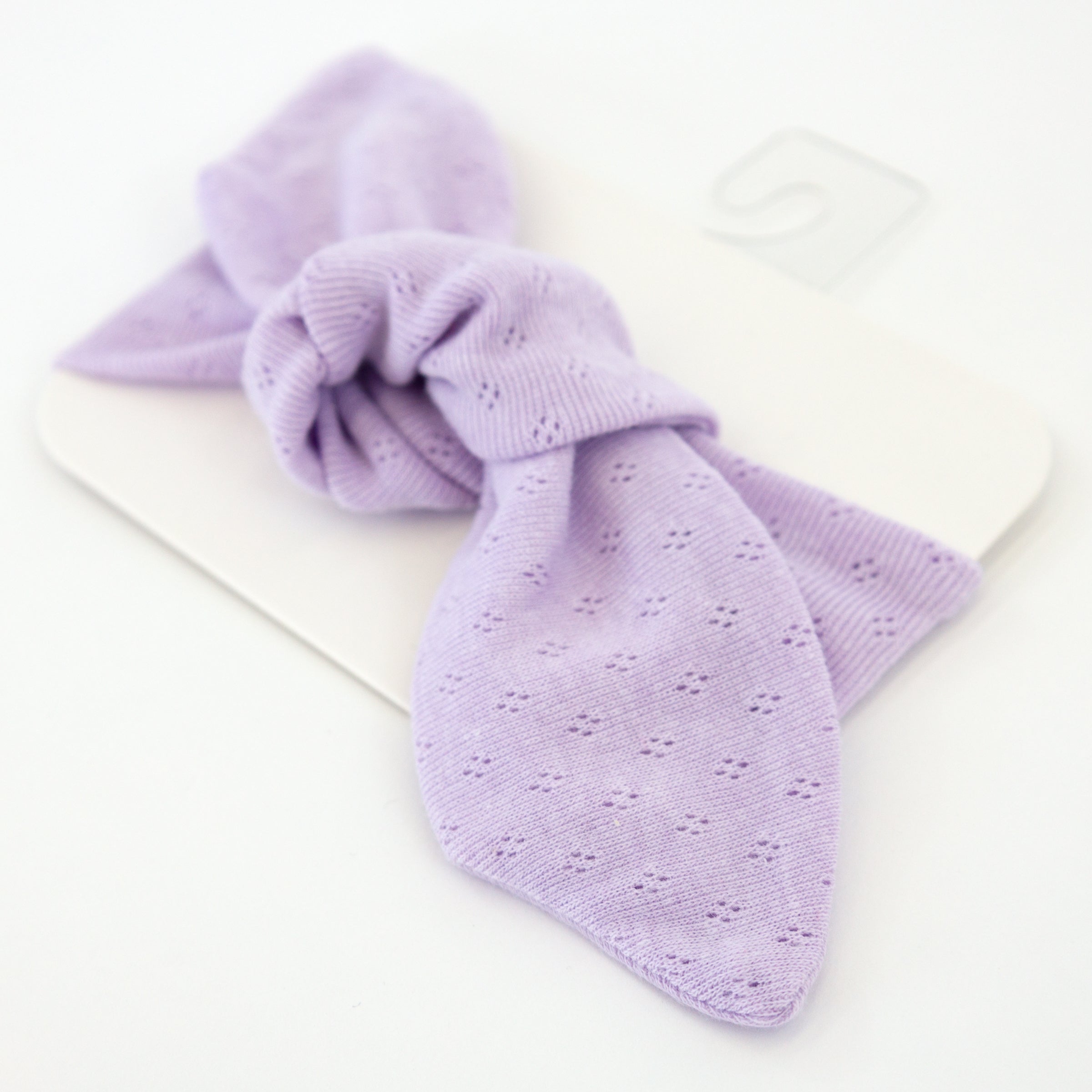 oh baby! Pointelle Tie Turban - Lilac Heather