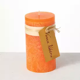 Orange Timber Pillar Candle