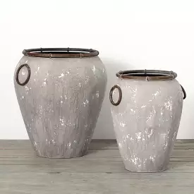 Outdoor Rustic Urn Planter Set