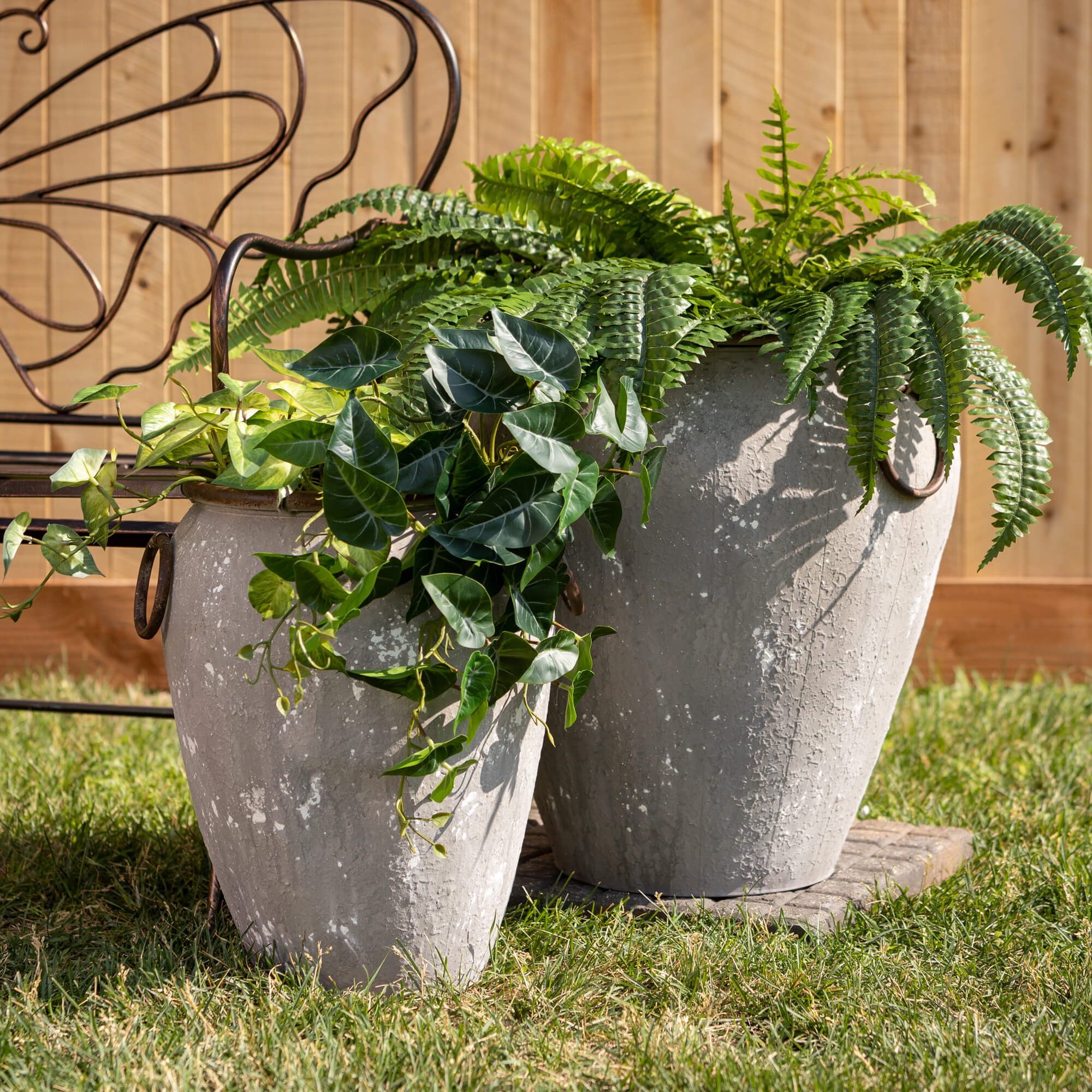 Outdoor Rustic Urn Planter Set