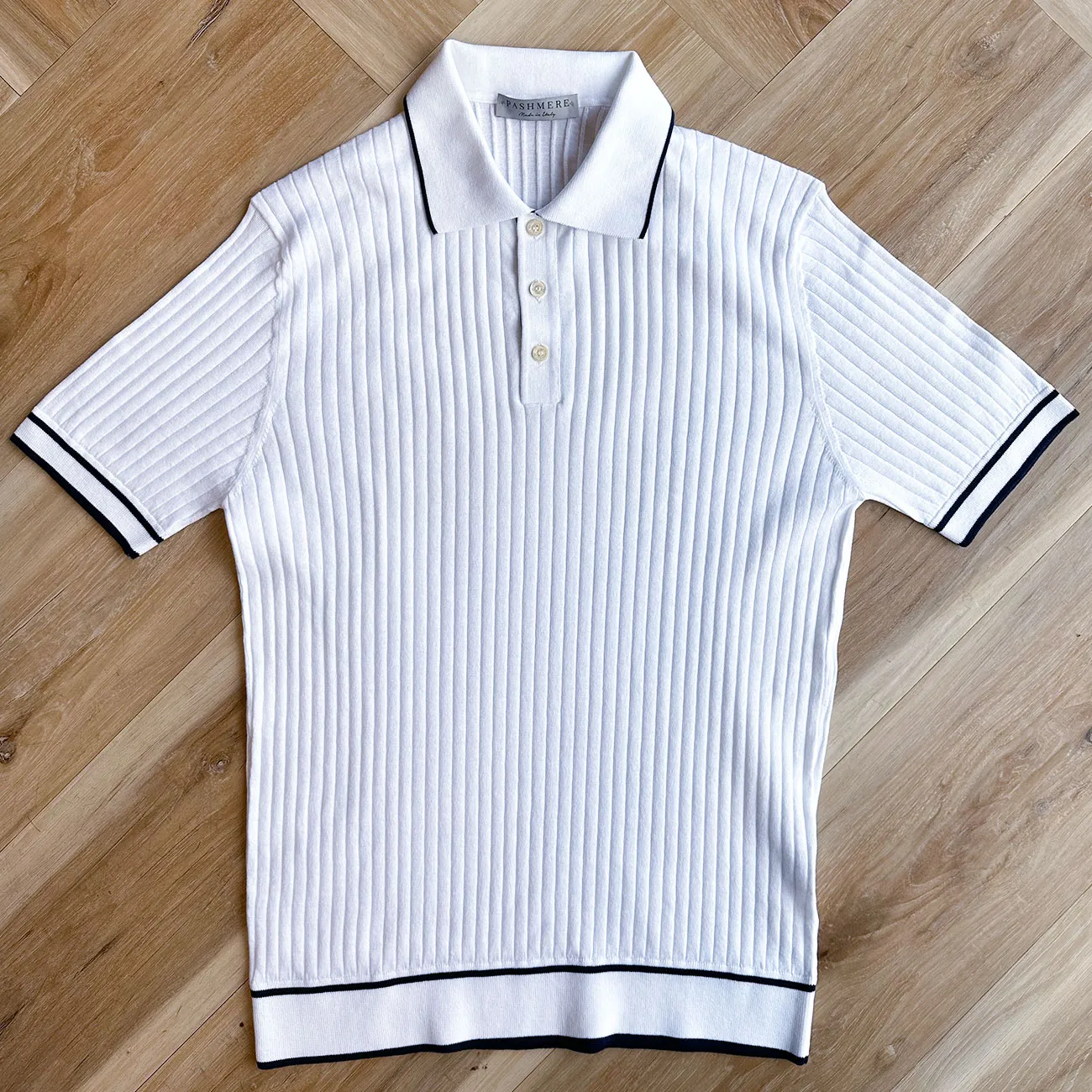 PASHMERE White Knit Polo