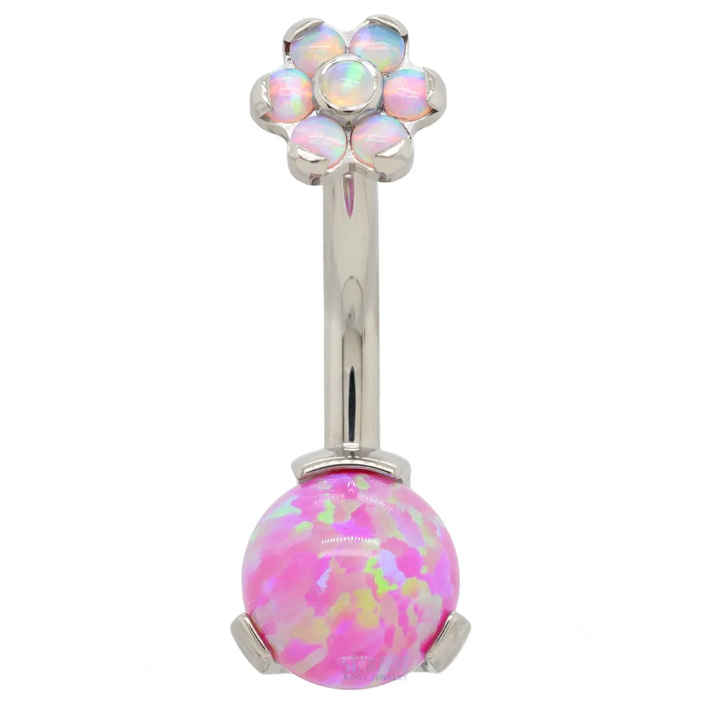 Prong Opal Ball Navel Curve with Flower Top - custom color combos