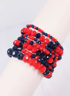 Pryce Glass Bead Bracelet Set NAVY RED