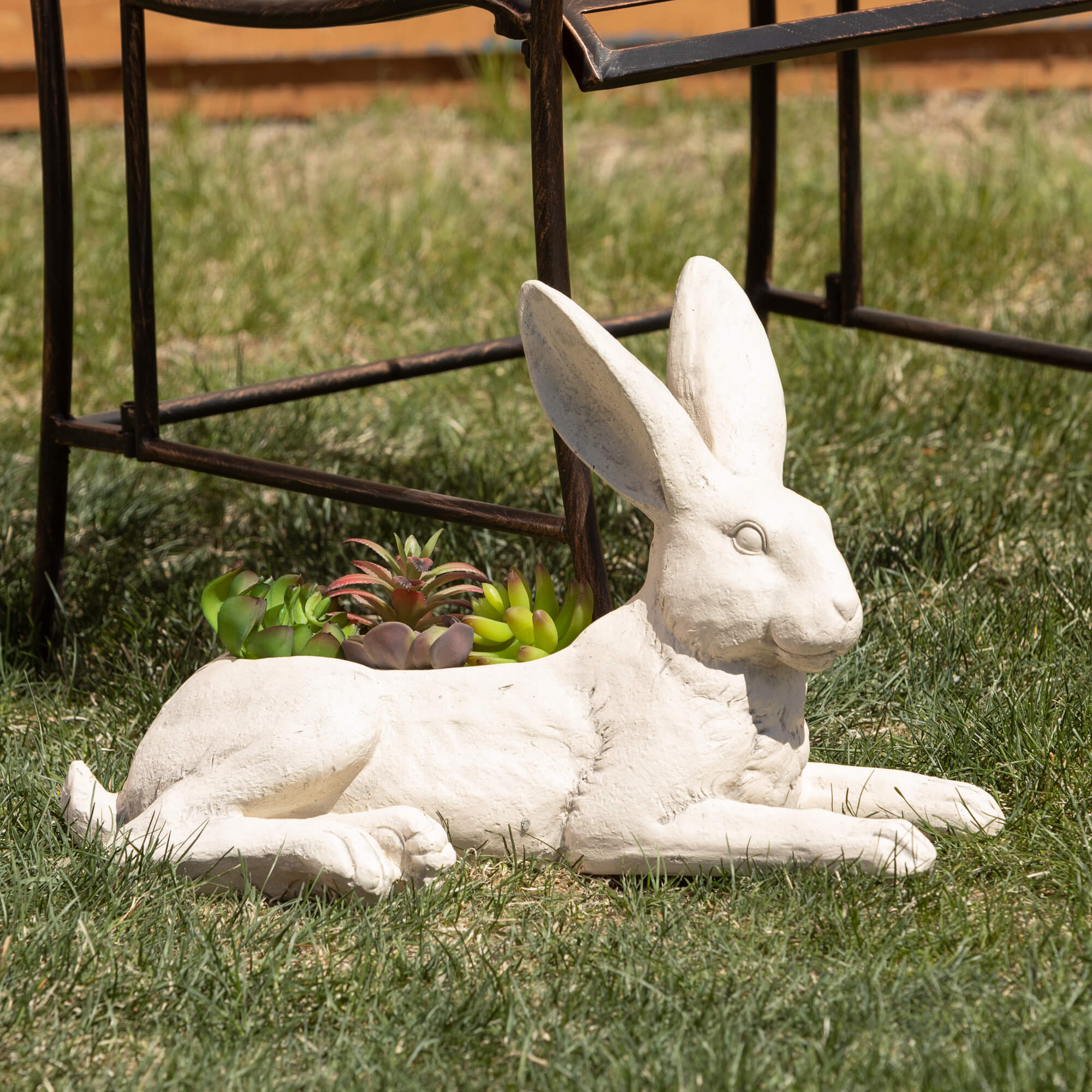 Reclining Cream Hare Planter