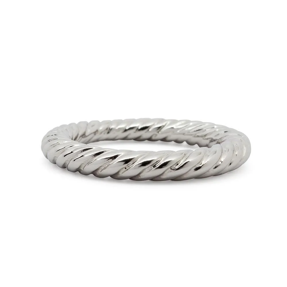 Rhodium Pl Cable Stackable Ring