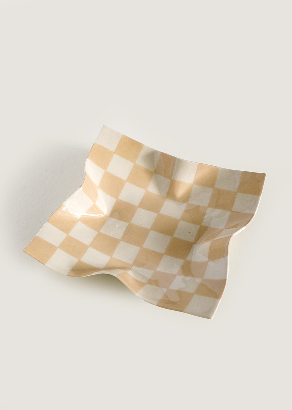 Sand Small Checked Handkerchief Dish