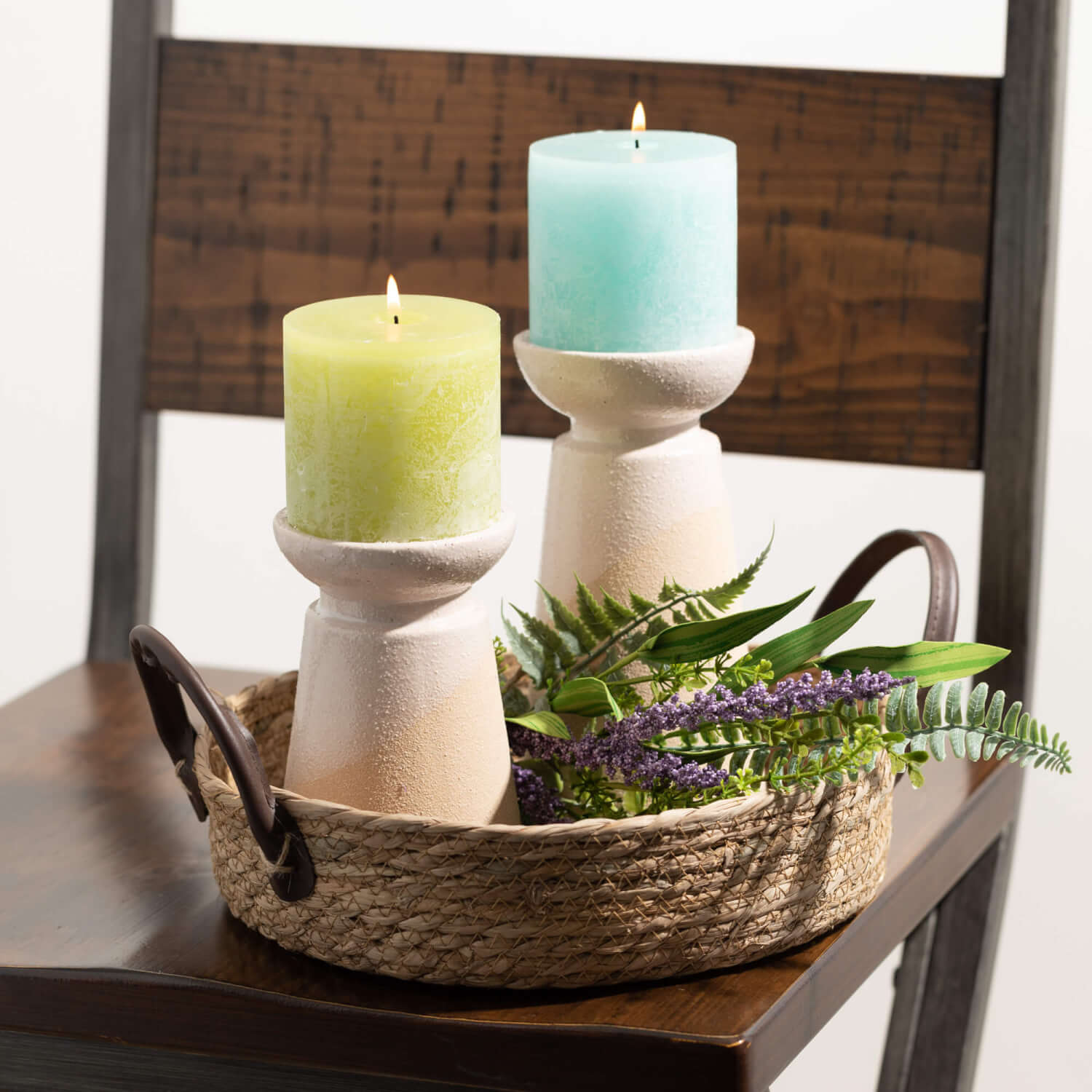 Sea Foam Timber Pillar Candle