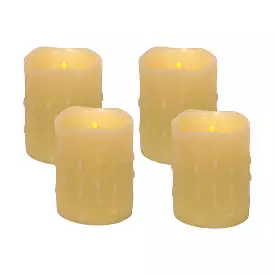 Set of Four Yellow Flameless Pillar Candle