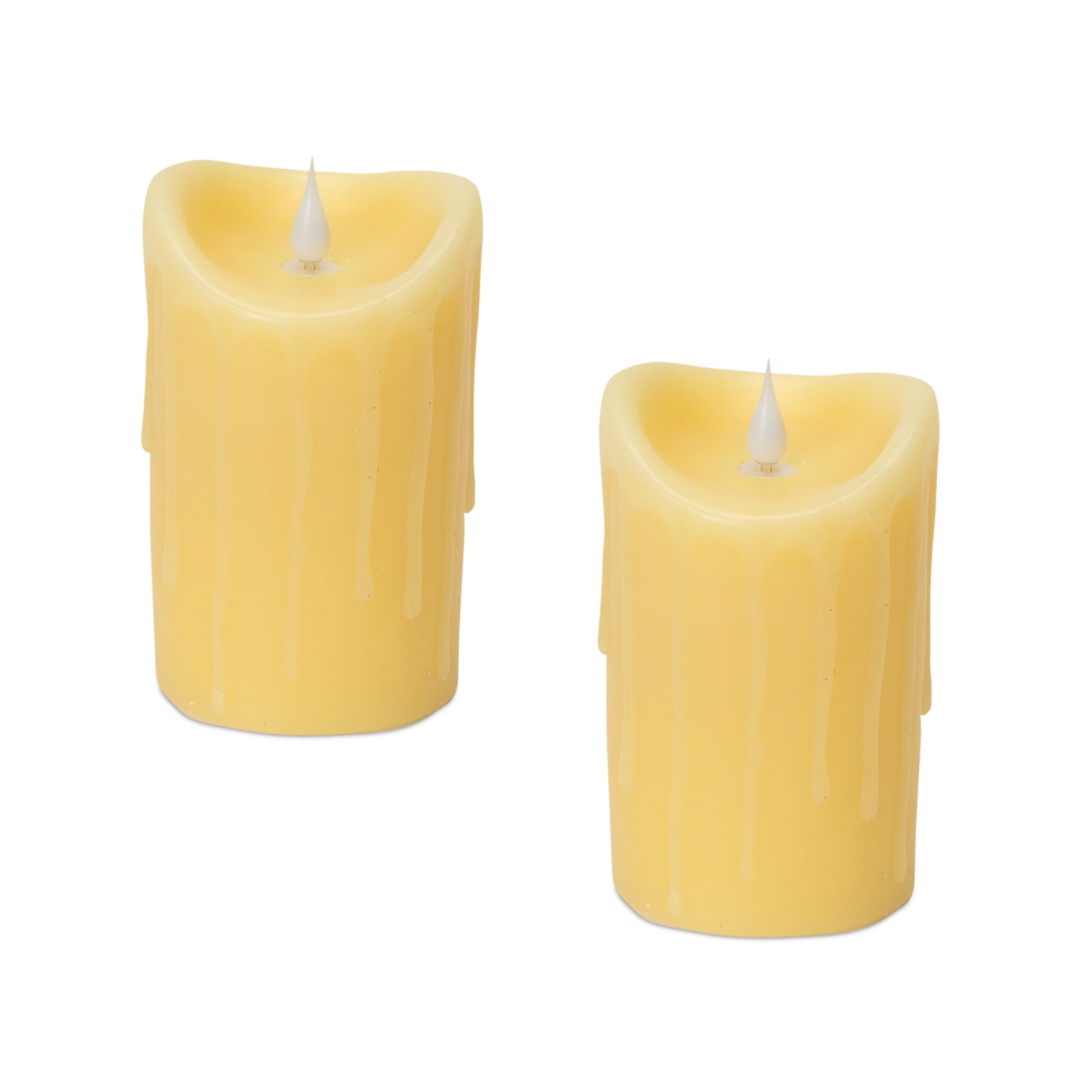 Set of Two Yellow Flameless Pillar Candle