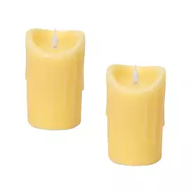 Set of Two Yellow Flameless Pillar Candle