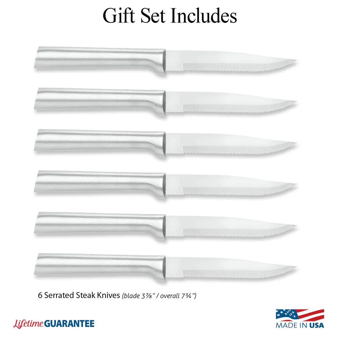 Six Serrated Steak Gift Box Set by Rada Cutlery Made in USA S6S