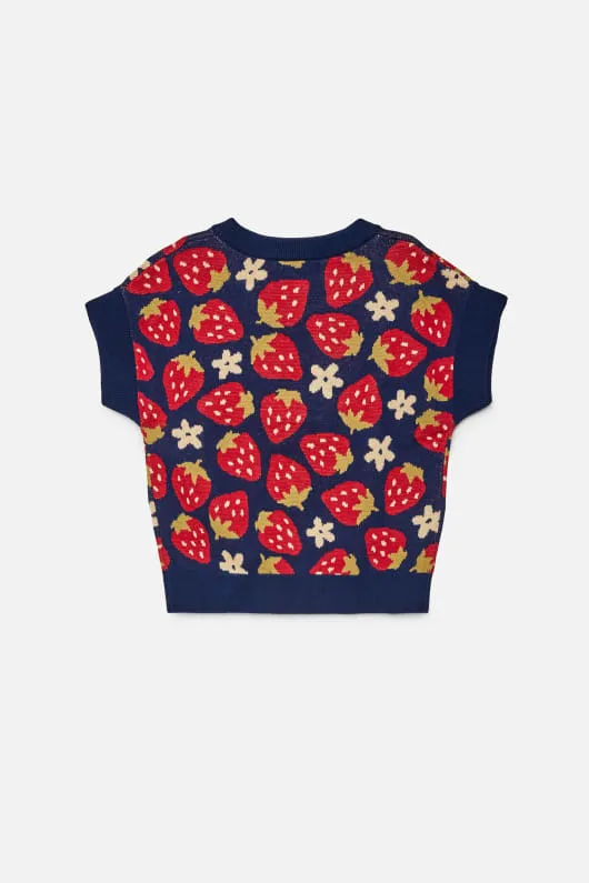 Strawberry Picnic Kids Knit Top