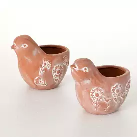 Terracotta Bird Planter Set 2