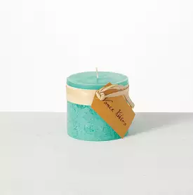 Turquoise Timber Pillar Candle