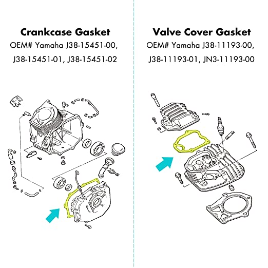 Valve Cover Gasket with Crankcase Gasket for Yamaha G2 G8 G9 G11 G14 J38-15451-02IC, J38-11193-00, J38-15451-01