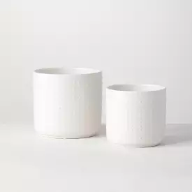 White Dotted Planter Set Of 2