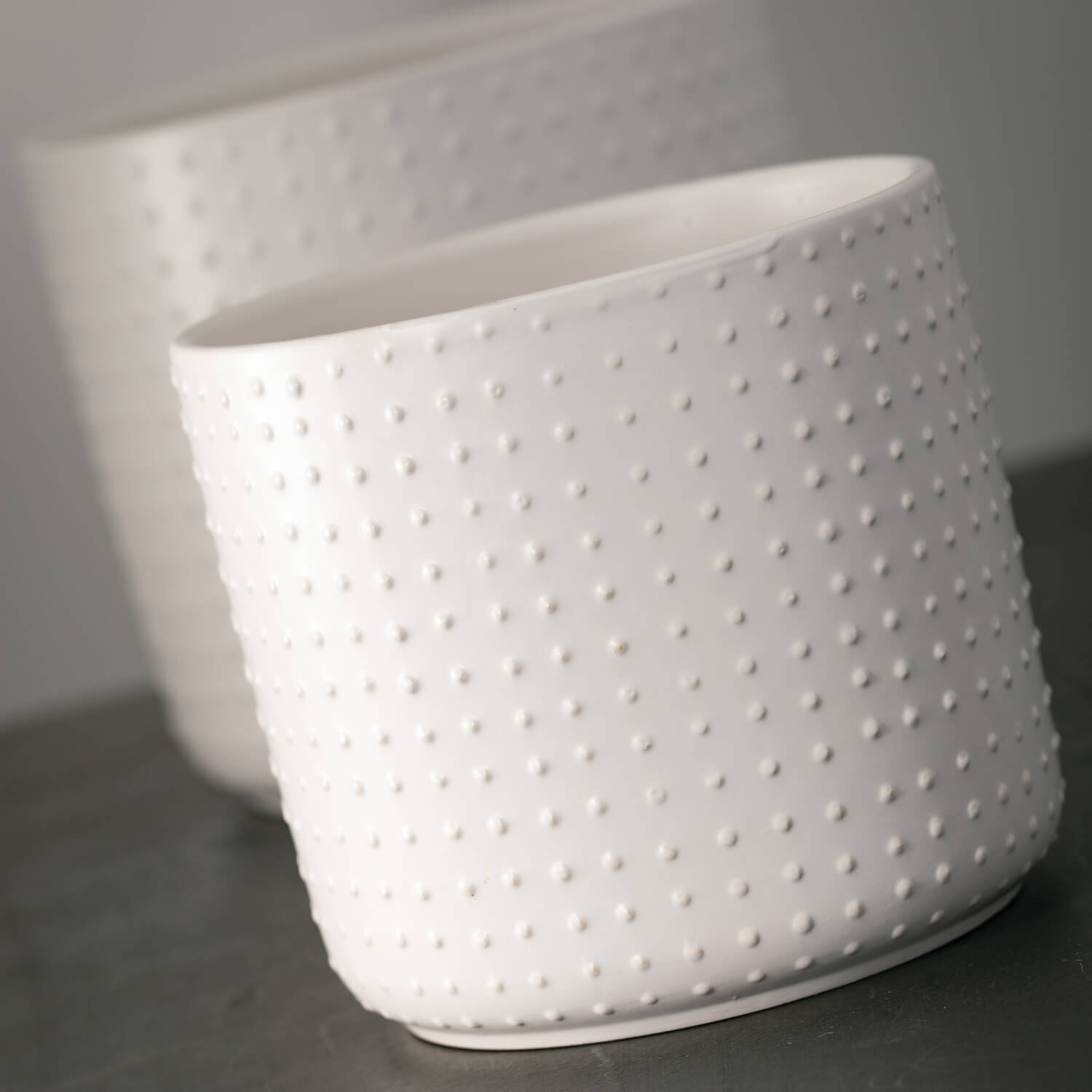 White Dotted Planter Set Of 2