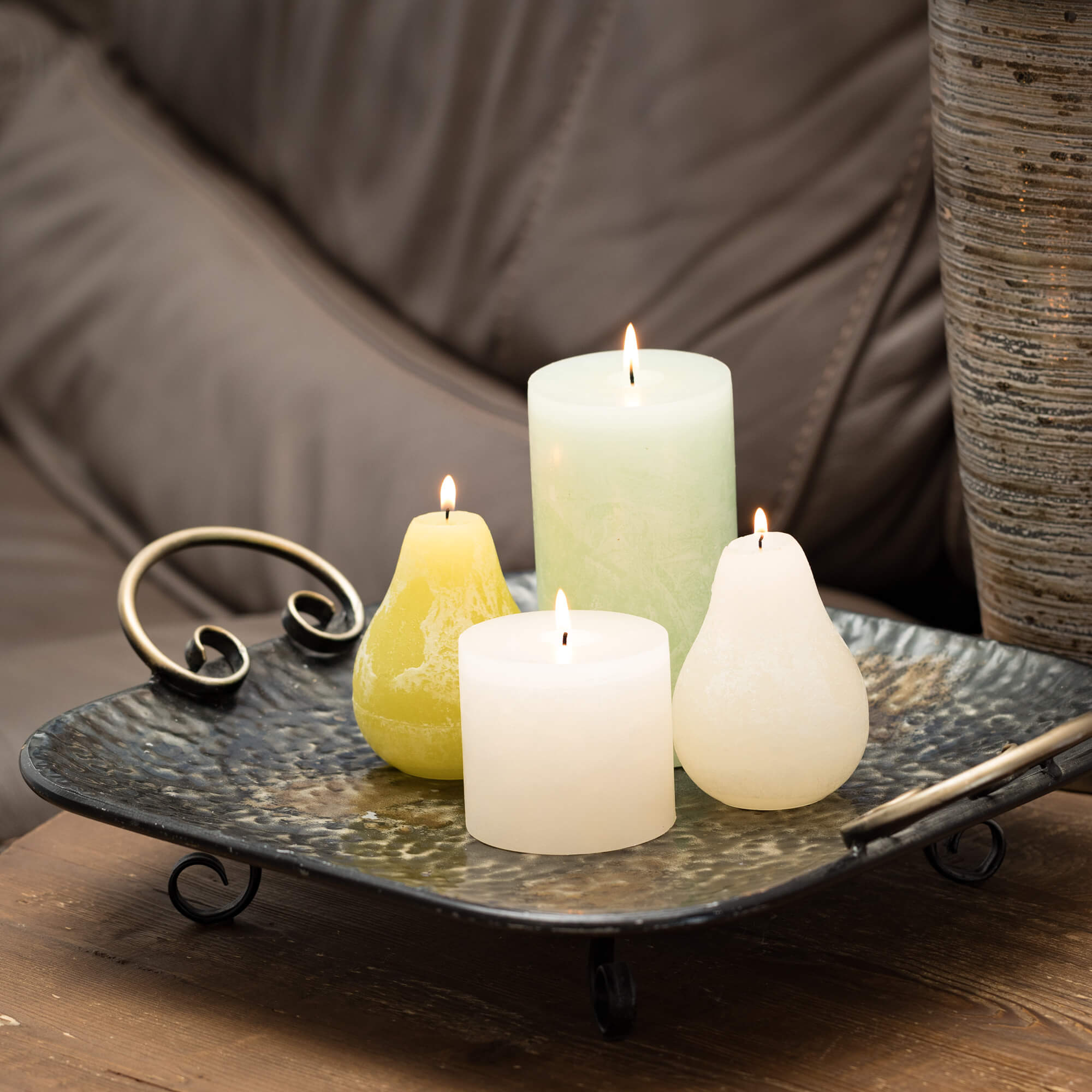 White Timber Pillar Candle