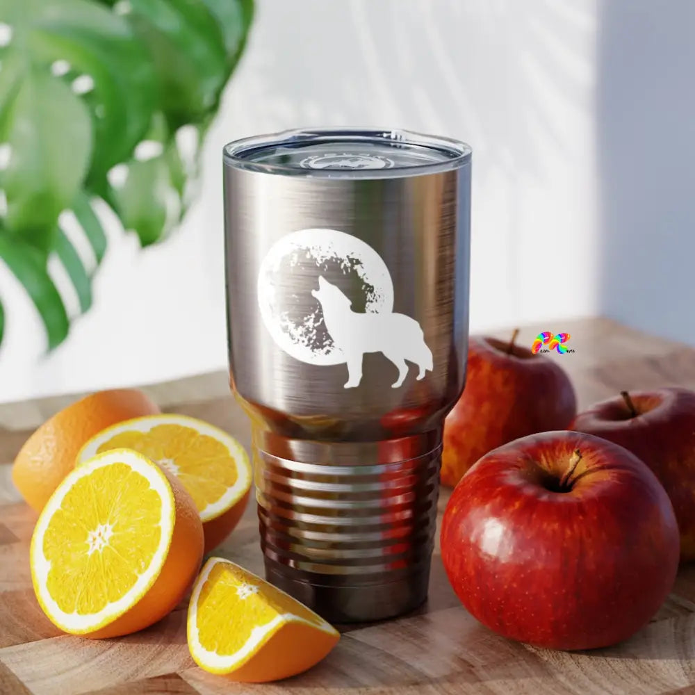 Wolf and Full Moon Ringneck Tumbler, 30oz