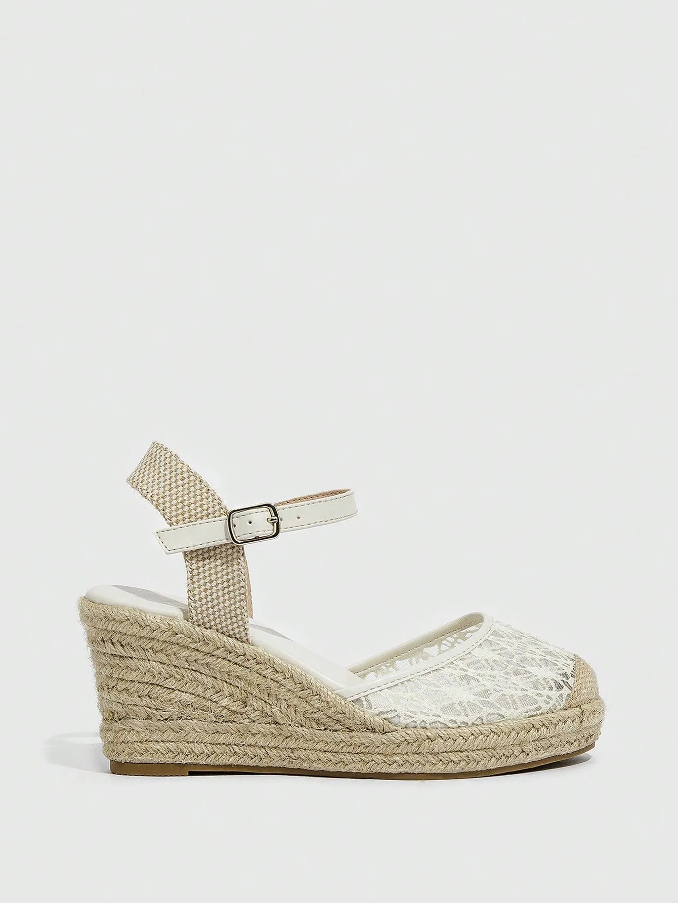 Women Ankle Strap Court Wedges, Vacation Crochet Wedge Shoes