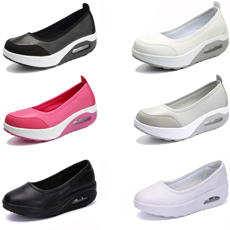 Women's Autumn Black Flat Platform Slip-on Cotton Ballet Casual Shoes