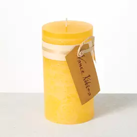 Yellow Timber Pillar Candle