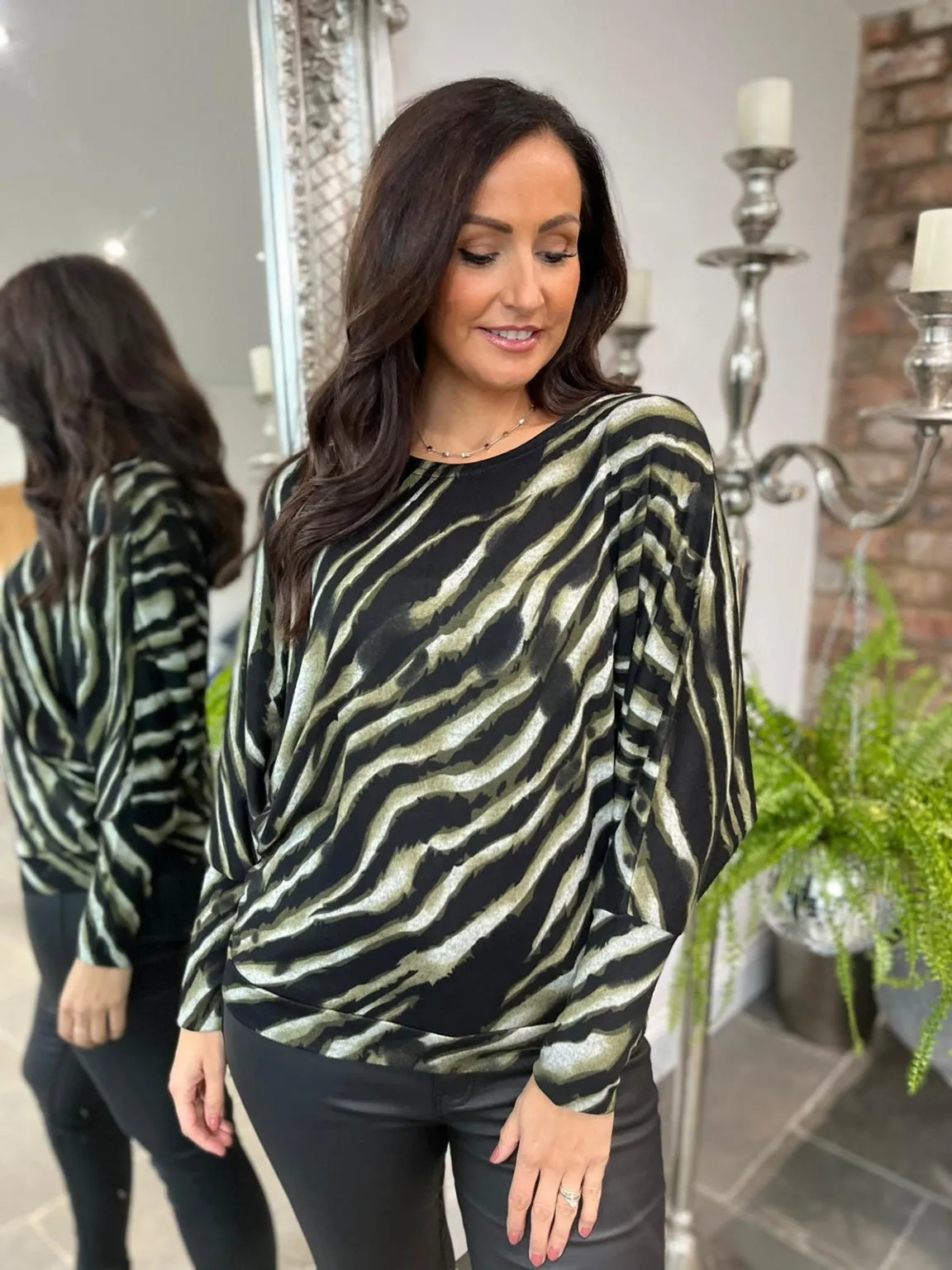 Zebra Batwing Top Zenna